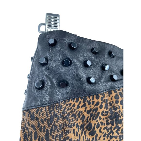 English Rose Leopard Print Studded Mini Skirt Medium - Picture 6 of 7
